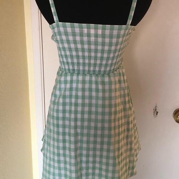 Green Gingham Dress with Ruffle Hem - Picture 4 of 4